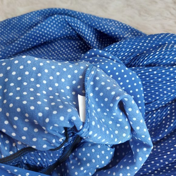 Zara Women's Blue White Dots Short Sleeves Bow Belted Jumpsuit Size: M - Picture 9 of 10